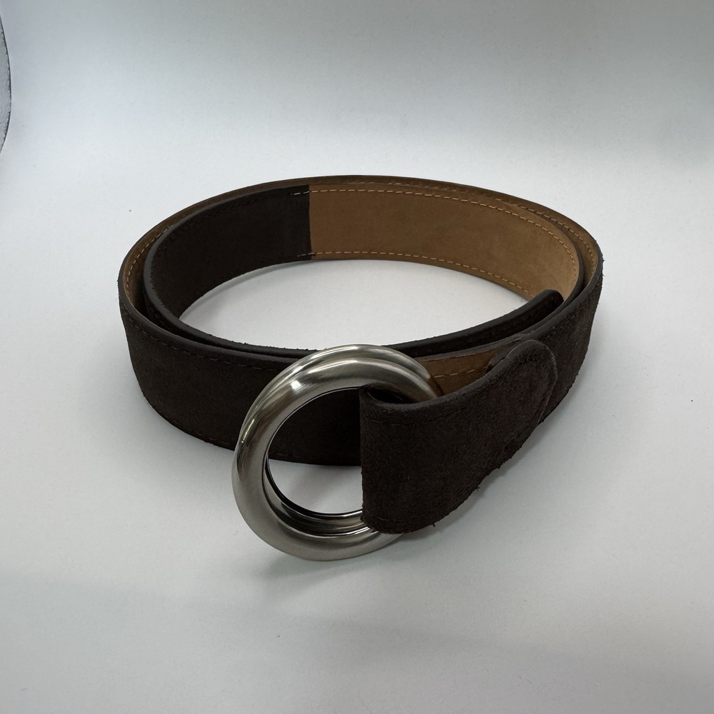 W Kleinberg Brown Suede Custom Leather Belt Belt Sz 33 NWOT Loop Buckle‎ Lux